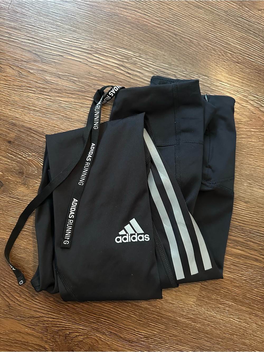 adidas Black Leggings with Reflective 3-Stripe Detail